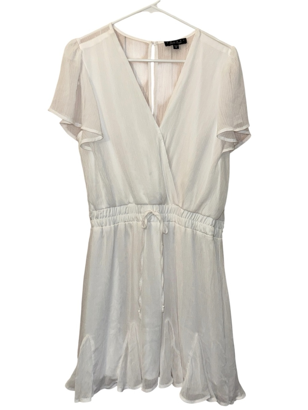 Trixxi White Mini Dress with Drawstring Waist
